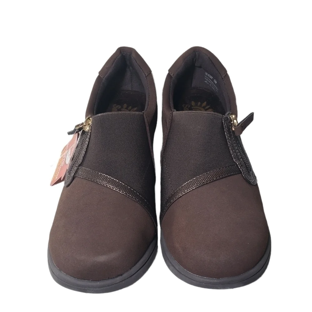 So Lite by Easy Street Dreamy Brown Multi-texture Slip-On Flat Comfort Shoes